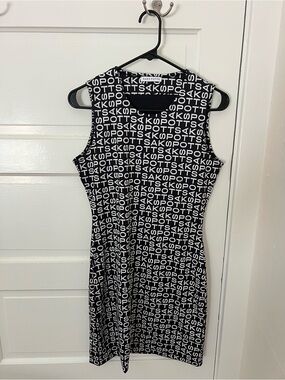 Saks Potts Black and White Logo Dress